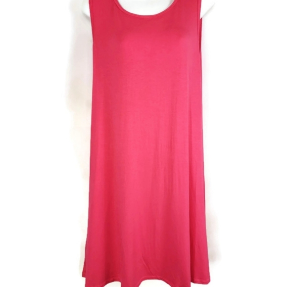 Pink Sleeveless Tunic Dress with Pockets swing med - Picture 4 of 4